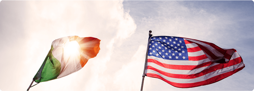 Flag of Ireland and the United States